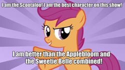 Size: 500x282 | Tagged: safe, derpibooru import, apple bloom, scootaloo, sweetie belle, cutie mark crusaders, image macro, rocko's modern life, the best character on the show, the cheese, wacky delly