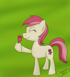 Size: 1280x1422 | Tagged: safe, artist:crhonox, roseluck, earth pony, pony, 30 minute art challenge, female, mare, rose, two toned mane, white coat