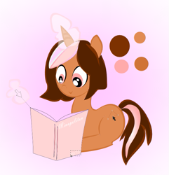 Size: 641x666 | Tagged: safe, artist:n30n-h34rts, derpibooru import, oc, oc only, pony, unicorn, book, female, mare, solo