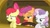 Size: 1173x660 | Tagged: safe, derpibooru import, screencap, apple bloom, scootaloo, sweetie belle, one bad apple, cutie mark crusaders, driving, hub logo, hubble, riding, scrunchy face