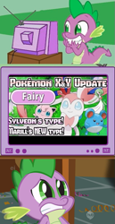 Size: 363x703 | Tagged: safe, derpibooru import, spike, dragon, jigglypuff, exploitable meme, gardevoir, marill, meme, ninfia, nymphia, pokémon, pokémon x and y, sylveon, tv meme