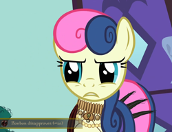 Size: 1132x870 | Tagged: safe, derpibooru import, bon bon, sweetie drops, bon bon is not amused, disapproval, dragon age, frown, parody