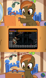 Size: 640x1080 | Tagged: safe, artist:jan, derpibooru import, button mash, button's odd game, glitch, meme, metroid, super metroid