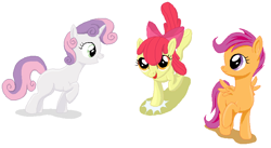 Size: 810x444 | Tagged: safe, artist:vasillium, derpibooru import, apple bloom, scootaloo, sweetie belle, cutie mark crusaders