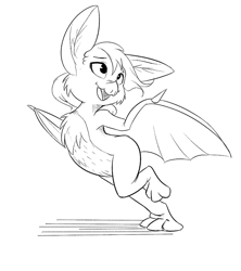 Size: 700x787 | Tagged: safe, artist:jalm, anthro, bat, fruit bat, monochrome, solo