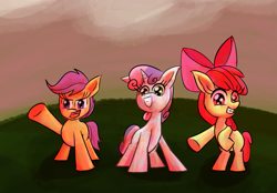 Size: 1695x1177 | Tagged: safe, artist:senx, derpibooru import, apple bloom, scootaloo, sweetie belle, cutie mark crusaders