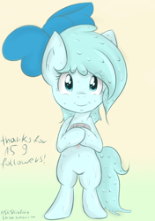 Size: 1478x2105 | Tagged: safe, artist:freefraq, derpibooru import, oc, oc only, oc:shiny slime, goo pony, original species, pony, ask, bipedal, female, ribbon, solo, tumblr