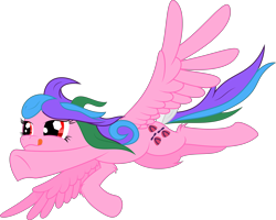 Size: 7500x6000 | Tagged: safe, artist:hourglass-vectors, artist:starbat, derpibooru import, whizzer, pegasus, pony, g1, absurd resolution, bow, cutie mark, female, flying, leg fluff, mare, simple background, solo, spread wings, tail bow, tongue out, transparent background, vector, wings