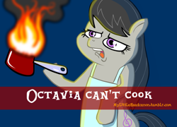 Size: 500x359 | Tagged: safe, derpibooru import, apron, clothes, fire, headcanon, mylittleheadcanon, saucepan