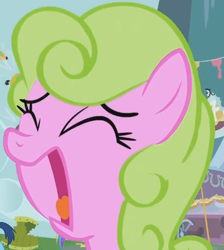 Size: 434x484 | Tagged: safe, screencap, daisy, flower wishes, earth pony, pony, bust, cropped, female, mare, portrait, screaming, solo