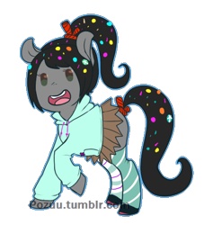 Size: 411x452 | Tagged: safe, artist:po-zu, derpibooru import, 30 minute art challenge, ponified, solo, sugar rush, vanellope von schweetz, wreck-it ralph