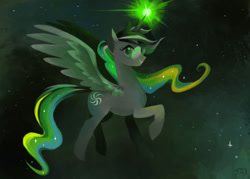 Size: 900x643 | Tagged: safe, artist:vampirechicken, artist:vcdabbird, derpibooru import, alicorn, pony, god tier, homestuck, jade harley, ponified, solo, witch of space