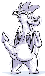 Size: 1161x1965 | Tagged: artist needed, safe, derpibooru import, vex, dragon, plot, sketch, solo, teenaged dragon