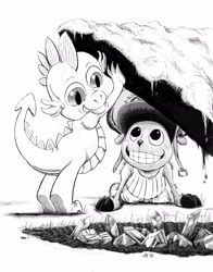 Size: 1308x1669 | Tagged: safe, artist:animatedjim, derpibooru import, spike, dragon, crossover, gem, one piece, tony tony chopper