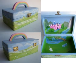 Size: 979x816 | Tagged: safe, artist:elisto, derpibooru import, g1, box, castle, custom, fence