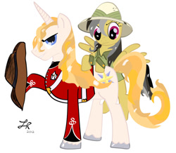 Size: 957x834 | Tagged: safe, artist:thedoctorwhooves, derpibooru import, daring do, prince blueblood, clothes, hat, uniform