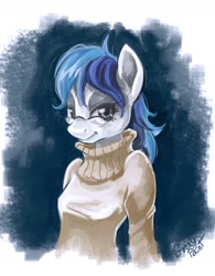 Size: 1200x1538 | Tagged: safe, artist:graypaint, derpibooru import, oc, oc only, oc:maychi, anthro, anthro oc, bust, clothes, portrait, rule 63, solo, sweater