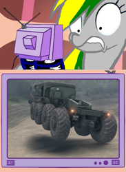 Size: 563x770 | Tagged: safe, derpibooru import, oc, oc only, oc:wheely bopper, original species, exploitable meme, meme, obligatory pony, spintires, tv meme, video game, wheelpone