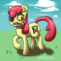 Size: 1000x1000 | Tagged: safe, artist:draneas, derpibooru import, apple bloom, 30 minute art challenge, eyepatch, pirate, solo