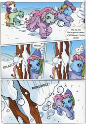 Size: 604x869 | Tagged: safe, minty, rainbow dash (g3), sunny daze (g3), g3, comic, snow, winter