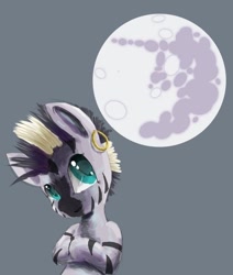 Size: 640x756 | Tagged: safe, artist:robotrainbowpig, derpibooru import, zecora, zebra, askyoungzecora, ear piercing, earring, jewelry, mare in the moon, moon, piercing, solo