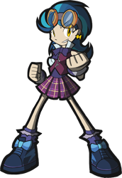 Size: 500x725 | Tagged: safe, artist:rvceric, indigo zap, equestria girls, friendship games, clothes, crystal prep academy, crystal prep academy uniform, crystal prep shadowbolts, goggles, school uniform, simple background, skirt, solo, transparent background