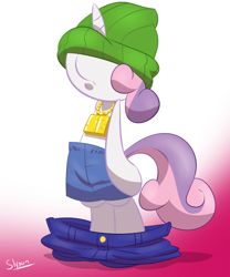 Size: 700x840 | Tagged: safe, artist:slypon, derpibooru import, sweetie belle, pony, bipedal, boxers, clothes, gangsta, hug life, solo, underwear