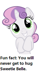 Size: 201x329 | Tagged: safe, sweetie belle, cute, hug, sad truth, text, truth, you will never x