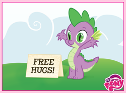 Size: 850x628 | Tagged: safe, derpibooru import, spike, dragon, free hugs, hug, logo, my little pony logo, official, solo, stock vector