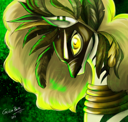 Size: 1788x1700 | Tagged: safe, artist:giuliabeck, derpibooru import, zecora, zebra, mask, nightmare zecora, nightmarified, solo