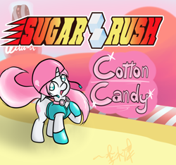 Size: 1600x1500 | Tagged: safe, artist:lightningnickel, derpibooru import, oc, oc:cotton candy, crossover, sugar rush, wreck-it ralph