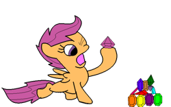 Size: 600x375 | Tagged: safe, artist:youwillneverkno, derpibooru import, scootaloo, gem, solo