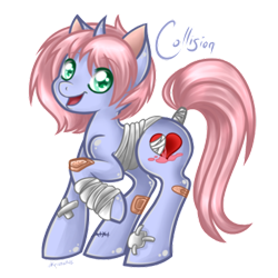 Size: 400x400 | Tagged: safe, artist:luminairous, oc, oc only, oc:collision crash, bandage, solo, tail wrap