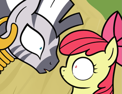 Size: 655x505 | Tagged: safe, artist:mrbastoff, apple bloom, zecora, zebra, cropped, reaction image