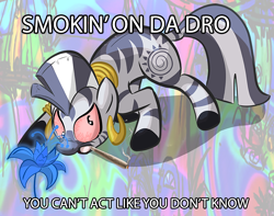 Size: 800x630 | Tagged: safe, edit, zecora, zebra, drugs, image macro, poison joke, wat