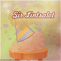 Size: 245x245 | Tagged: safe, artist:the-pony-princess, derpibooru import, edit, edited screencap, screencap, sir lintsalot, party of one, animated, cropped, dust bunny, hat, hub logo, party hat, solo, stool