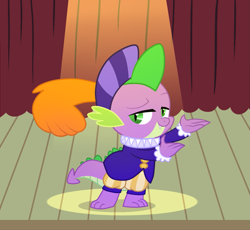 Size: 1303x1201 | Tagged: safe, artist:wolframclaws, derpibooru import, spike, dragon, hearth's warming eve (episode), clothes, hearth's warming eve, ruff (clothing), solo, spotlight