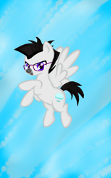 Size: 800x1280 | Tagged: safe, artist:melancholicmemory, derpibooru import, oc, oc only, pegasus, pony, digital art, flying, glasses, solo