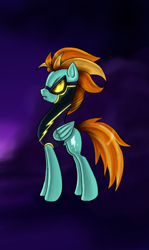 Size: 600x1006 | Tagged: safe, artist:myhysteria, lightning dust, pegasus, pony, female, mare, shadowbolts, solo, training uniform