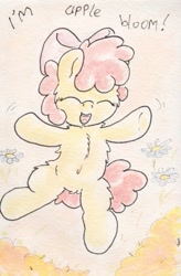 Size: 521x796 | Tagged: artist needed, safe, derpibooru import, apple bloom, chest fluff, solo, traditional art