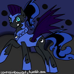 Size: 500x500 | Tagged: safe, artist:erikagaga, nightmare moon, alicorn, pony, 30 minute art challenge, black coat, female, horn, mare, solo, wings