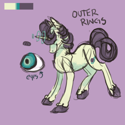 Size: 1500x1500 | Tagged: safe, artist:weepysheep, oc, oc only, oc:outer rings, pony, unicorn, male, outer rings, purple background, reference sheet, simple background, solo, space pony, stallion