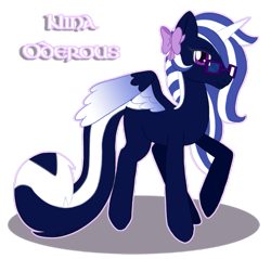 Size: 915x874 | Tagged: safe, artist:sukanar, derpibooru import, oc, oc only, oc:nina oderous, alicorn, original species, skunk, skunk pony, alicorn oc, glasses, solo