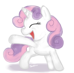 Size: 586x573 | Tagged: safe, artist:sion, sweetie belle, pony, unicorn, female, filly, pixiv, solo, white coat