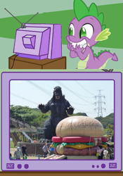 Size: 563x802 | Tagged: safe, spike, dragon, kaiju, exploitable meme, godzilla, godzilla (series), tv meme