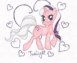 Size: 1024x835 | Tagged: safe, artist:lovellschibichara, derpibooru import, twilight, g1, g1 to g4, generation leap, solo, text, traditional art