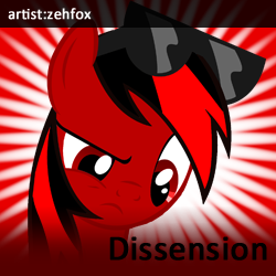 Size: 250x250 | Tagged: safe, artist:zehfox, derpibooru import, oc, oc only, dissension, recolor, red and black oc, spoilered image joke, sunglasses