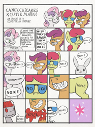 Size: 898x1200 | Tagged: safe, artist:derkrazykraut, angel bunny, apple bloom, scootaloo, sweetie belle, parody