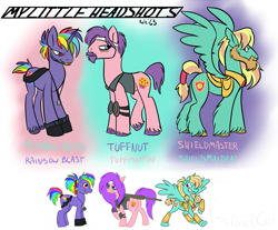 Size: 1667x1382 | Tagged: safe, artist:calicopikachu, oc, oc only, rainbow blast, rule 63, shieldmaiden, tuffmuffin