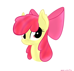 Size: 2900x2800 | Tagged: safe, artist:wonder-waffle, derpibooru import, apple bloom, bust, portrait, smiling, solo